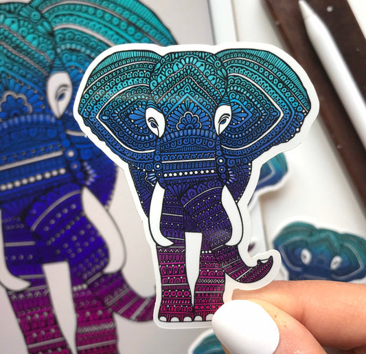 Zentangle elephant sticker
