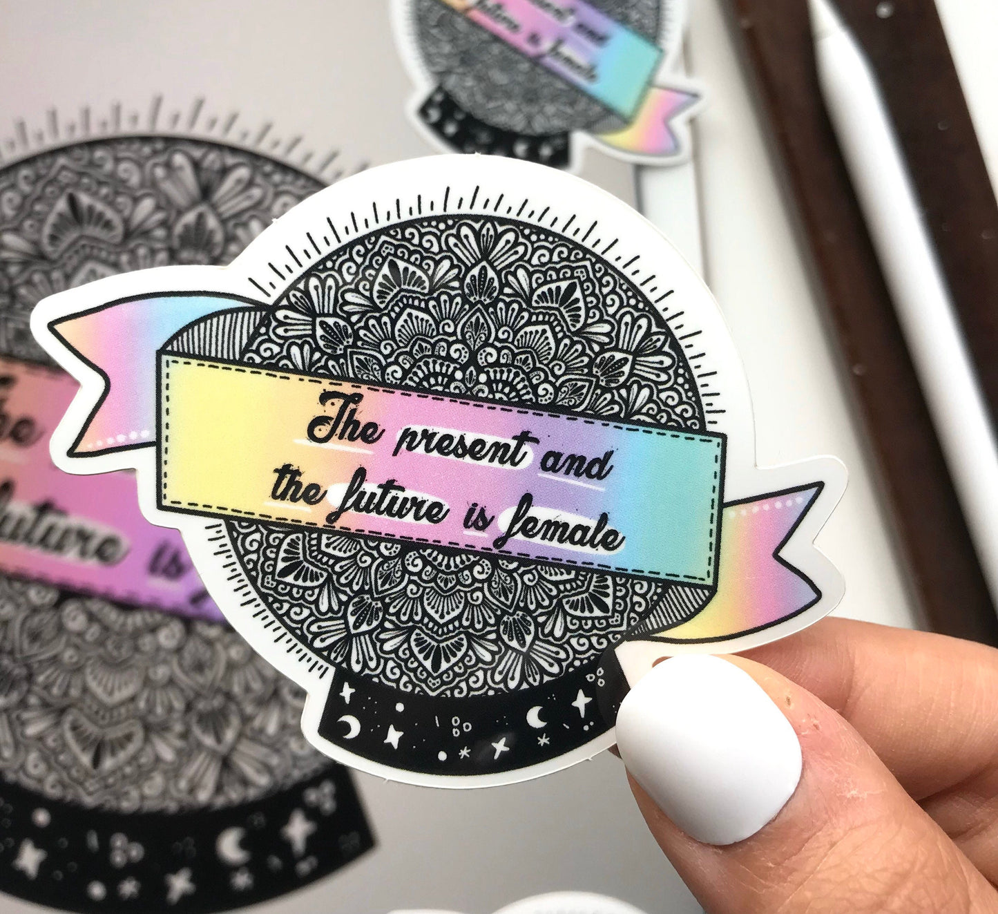 Female power mandala sticker