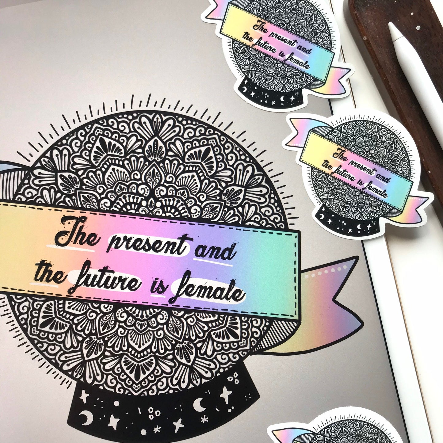 Female power mandala sticker