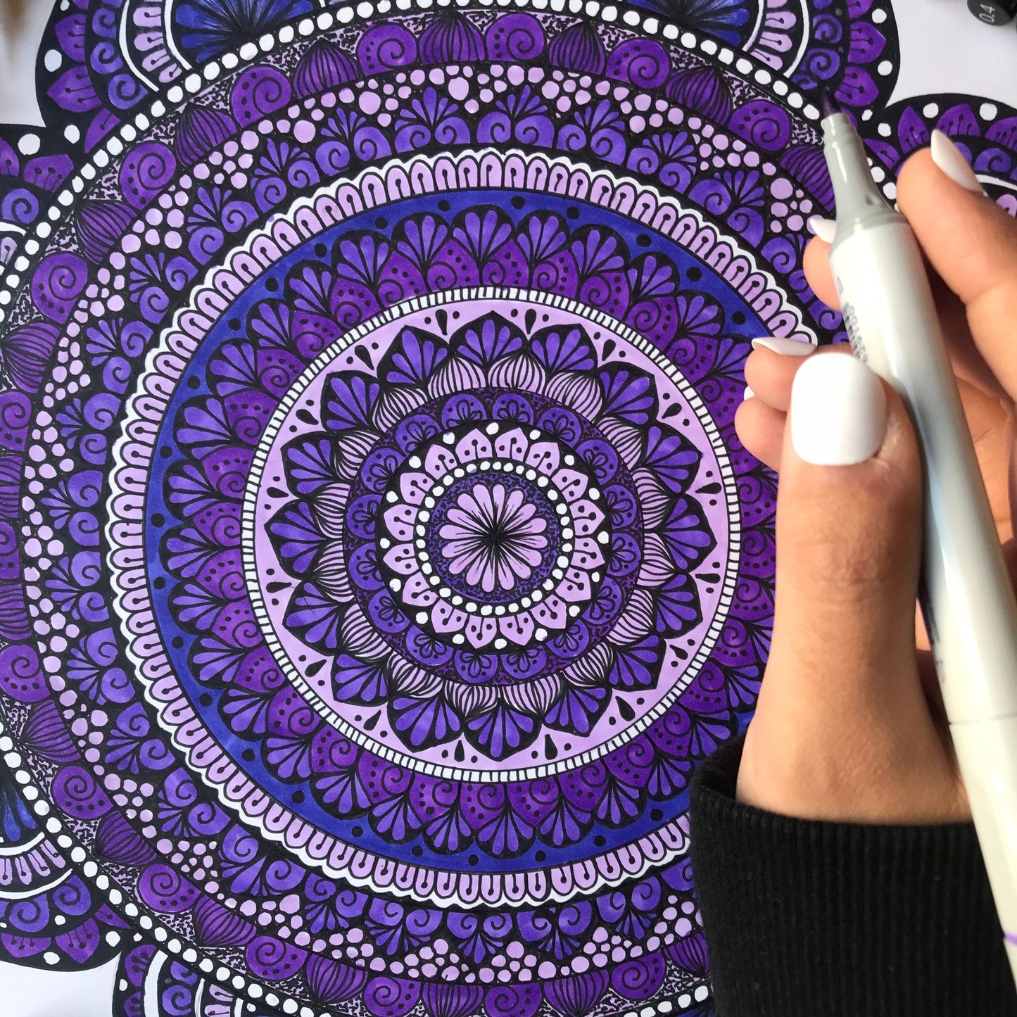 purple Mandala drawing - hand drawing - original artwork- purple artwork
