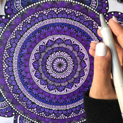 purple Mandala drawing - hand drawing - original artwork- purple artwork