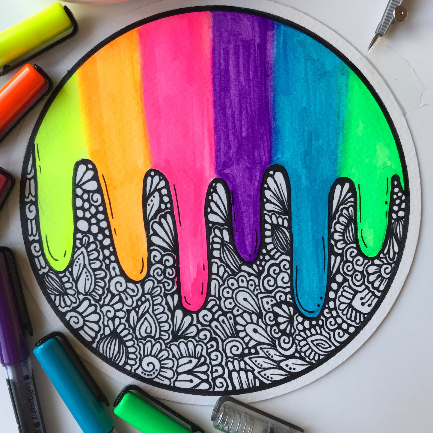 Neon zentangle artworks