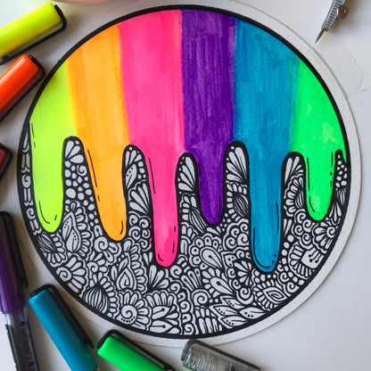 Neon zentangle artworks
