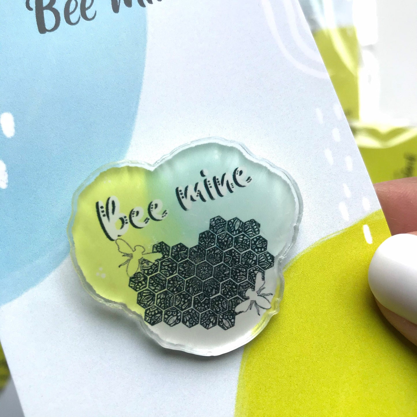 Bee mine acrylic pin