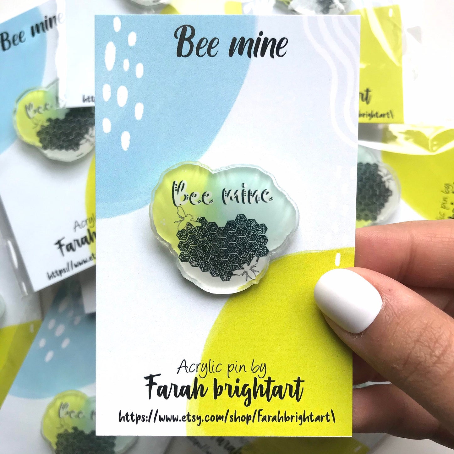 Bee mine acrylic pin