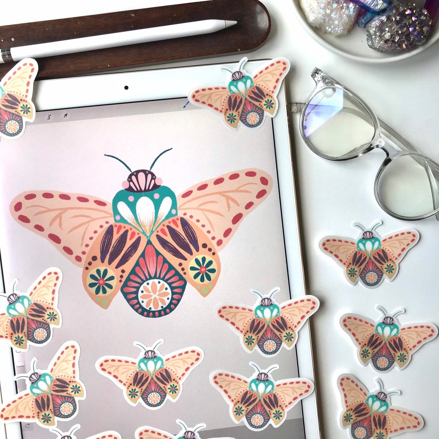 Cute folk bug stickers