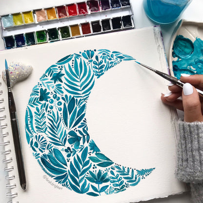 Moon watercolor art print