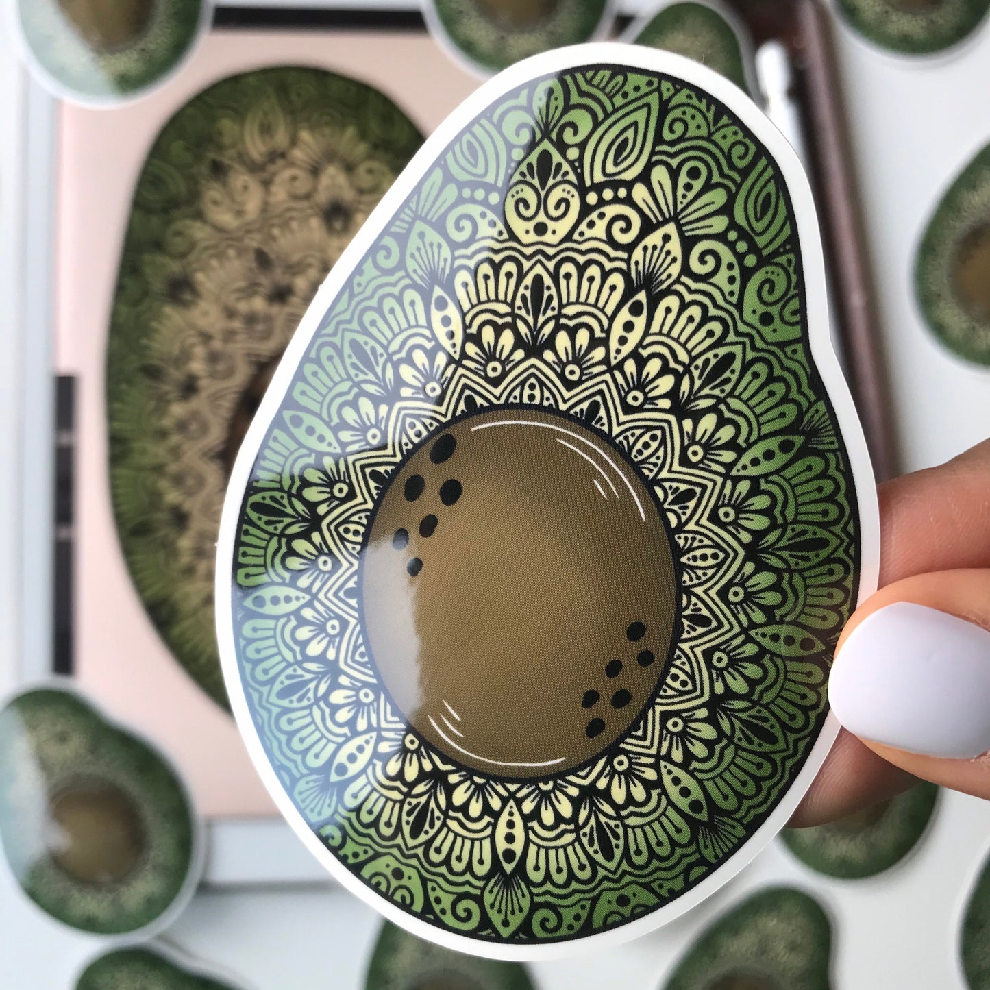 Mandala Avocado waterproof sticker