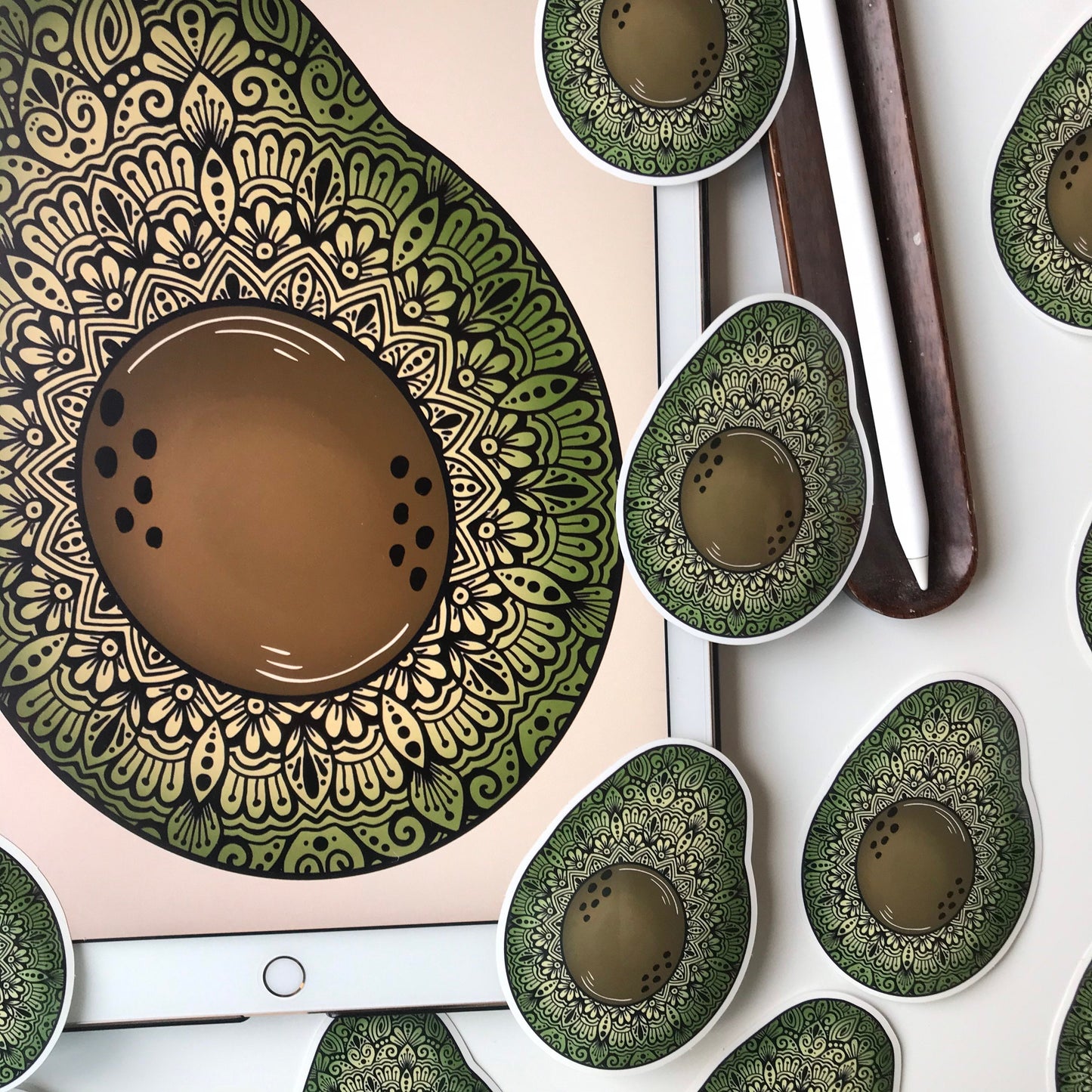 Mandala Avocado waterproof sticker