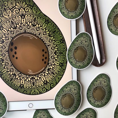 Mandala Avocado waterproof sticker