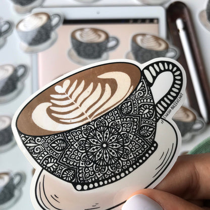 Latte coffee mandala stickers