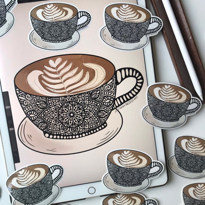 Latte coffee mandala stickers