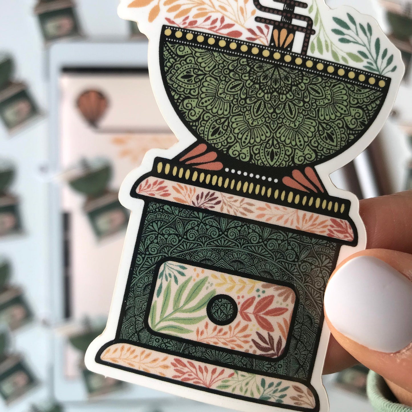 Coffee grinder mandala sticker