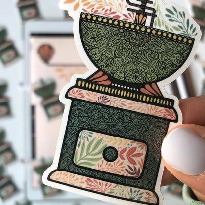 Coffee grinder mandala sticker