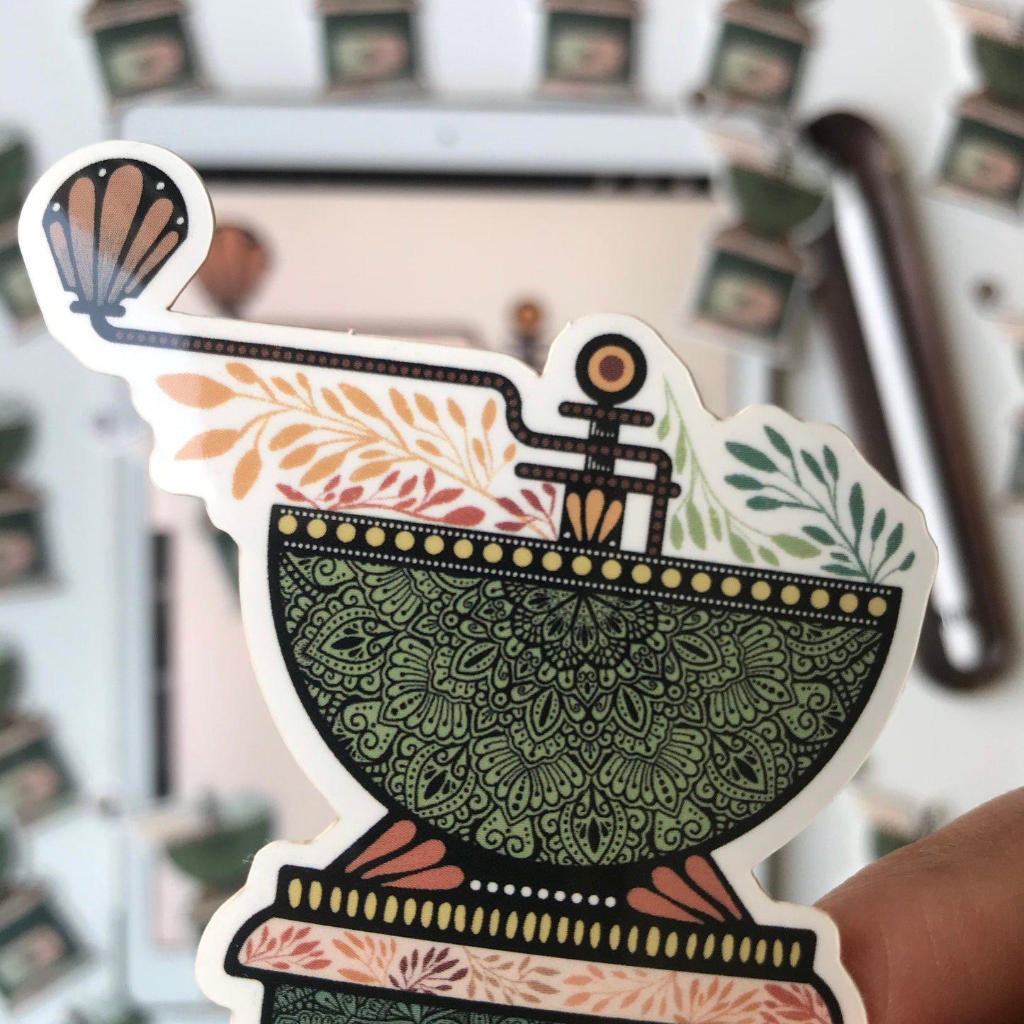 Coffee grinder mandala sticker