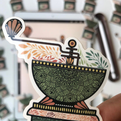 Coffee grinder mandala sticker