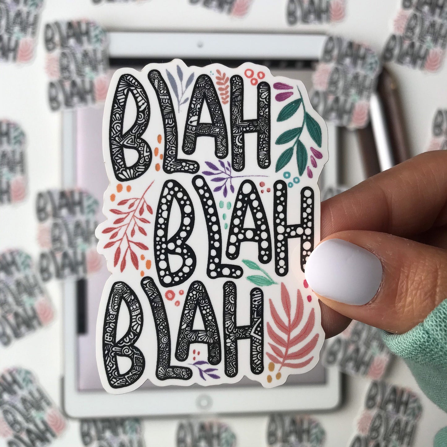 Blah blah blah zentangle waterproof stickers