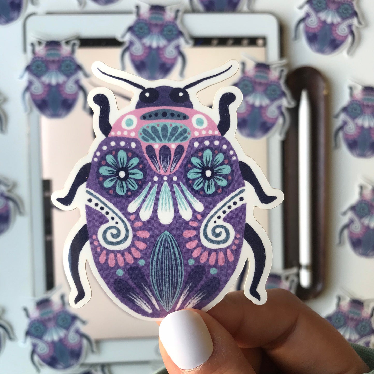 Bug illustration waterproof stickers