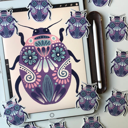 Bug illustration waterproof stickers