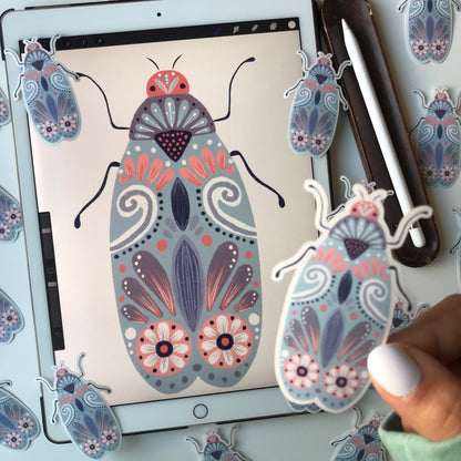 Clear pastel bug waterproof stickers