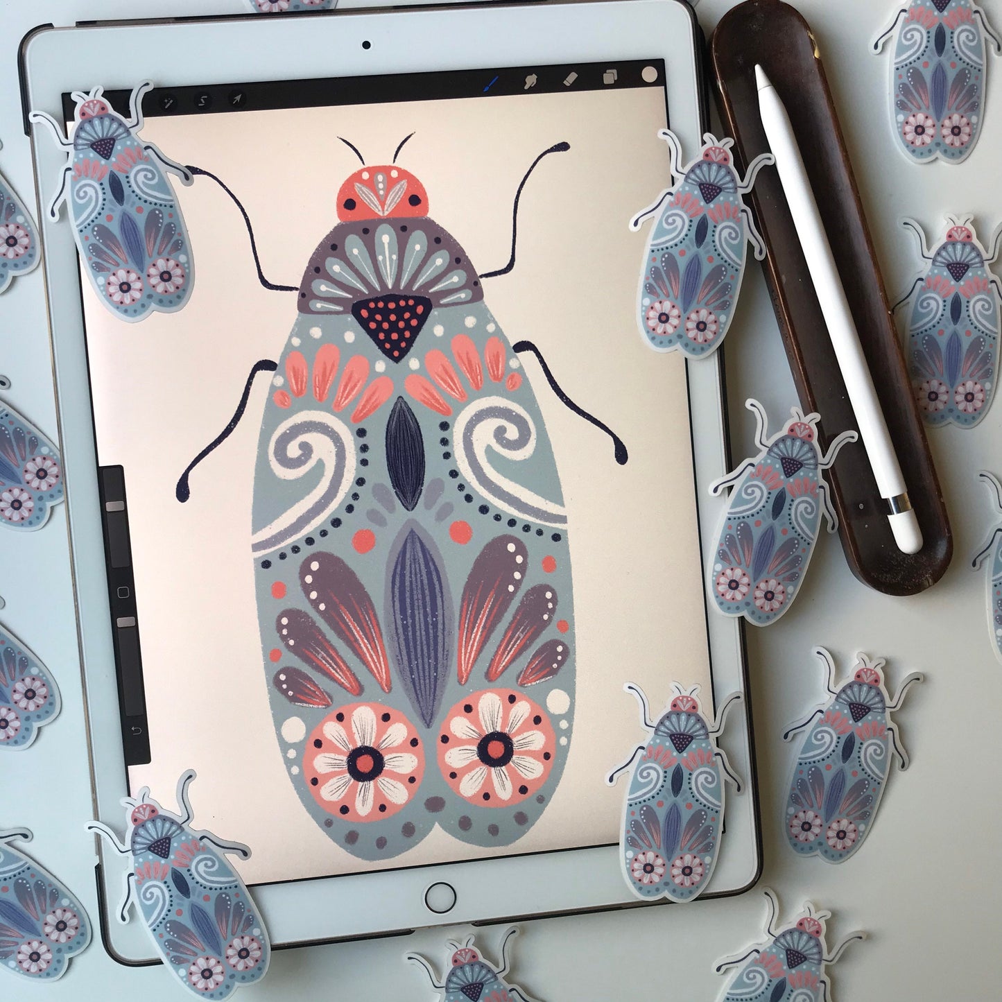 Clear pastel bug waterproof stickers