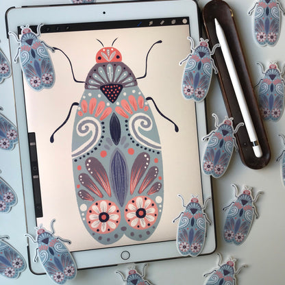 Clear pastel bug waterproof stickers