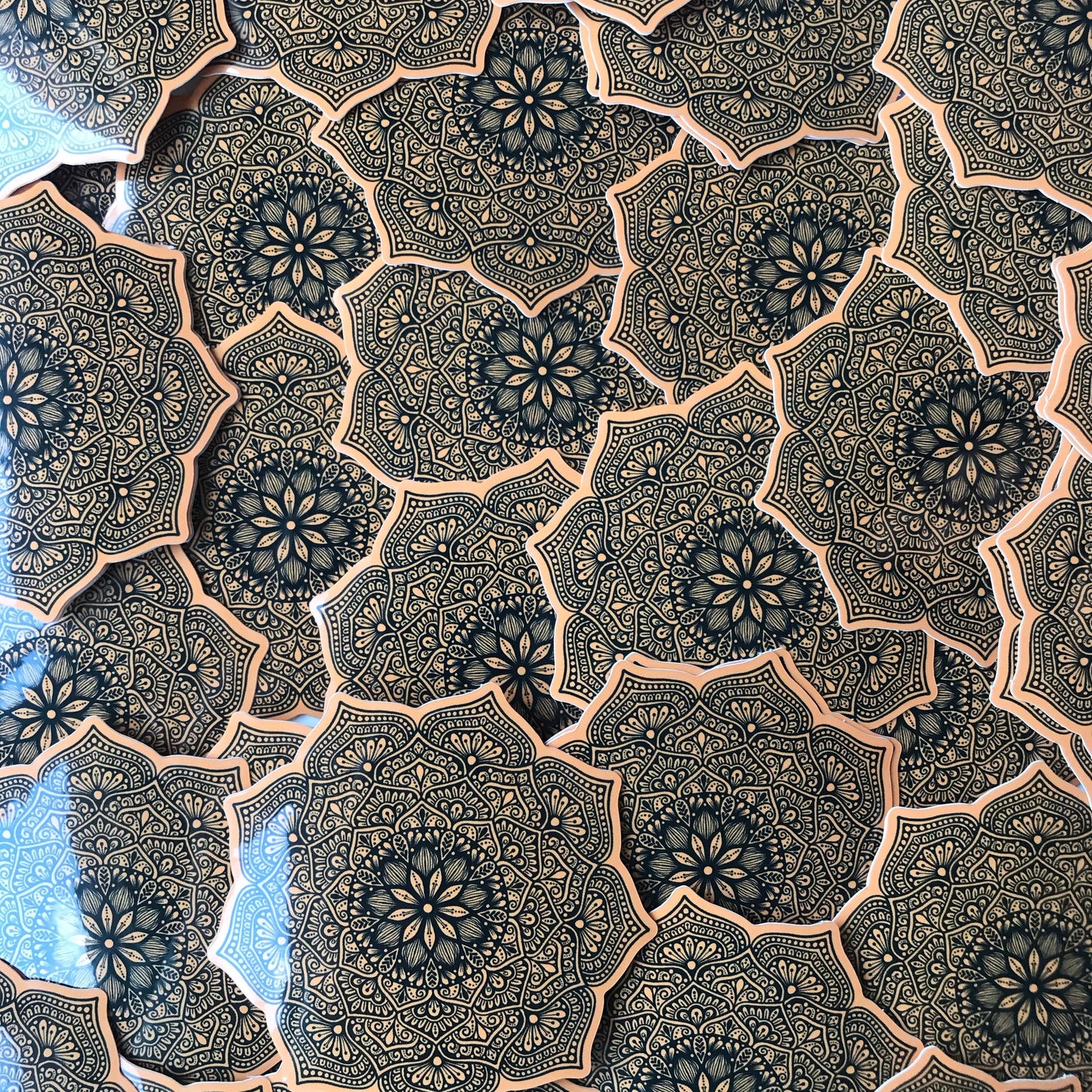 Orange mandala waterproof sticker
