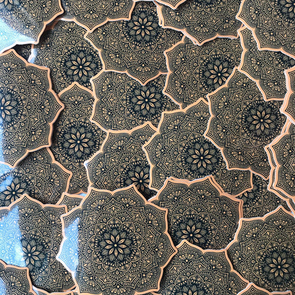 Orange mandala waterproof sticker