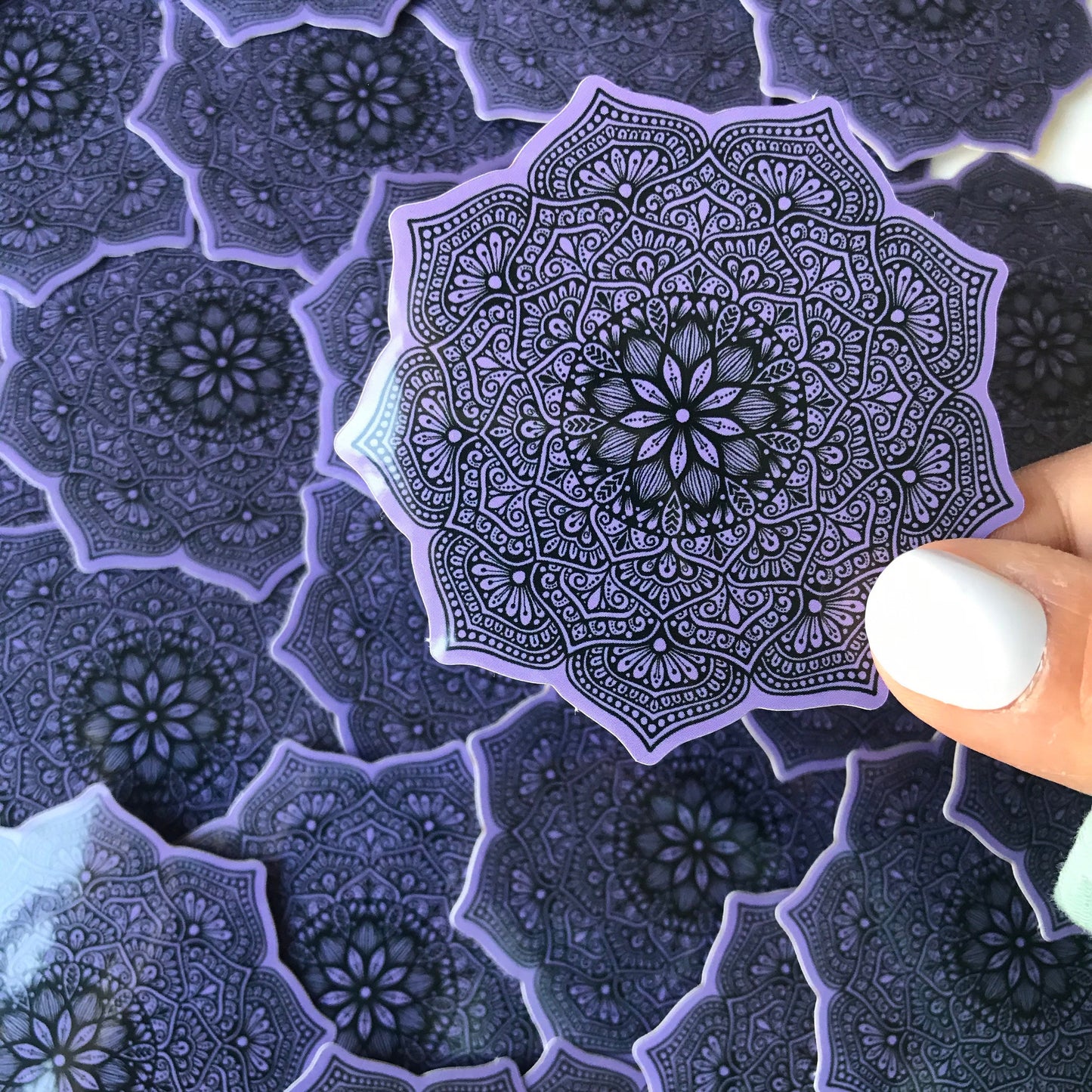 Purple mandala waterproof sticker