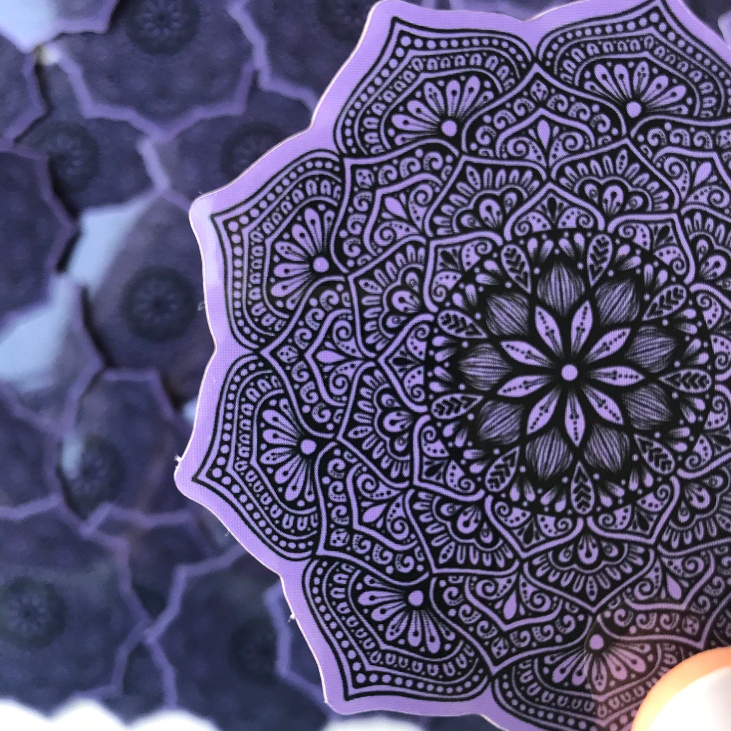 Purple mandala waterproof sticker