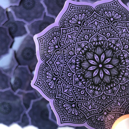Purple mandala waterproof sticker