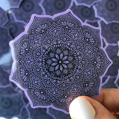 Purple mandala waterproof sticker