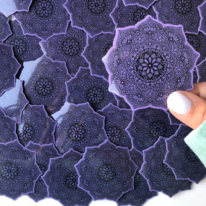 Purple mandala waterproof sticker