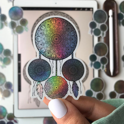 Holographic dreamcatcher mandala stickers
