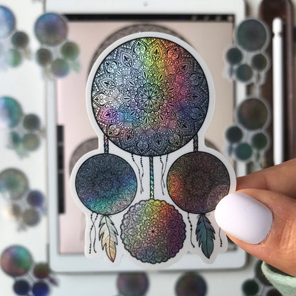 Holographic dreamcatcher mandala stickers