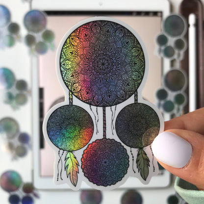 Holographic dreamcatcher mandala stickers