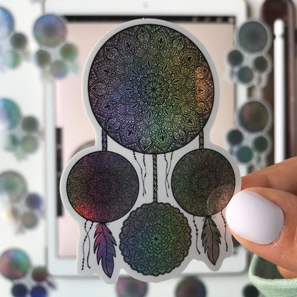 Holographic dreamcatcher mandala stickers