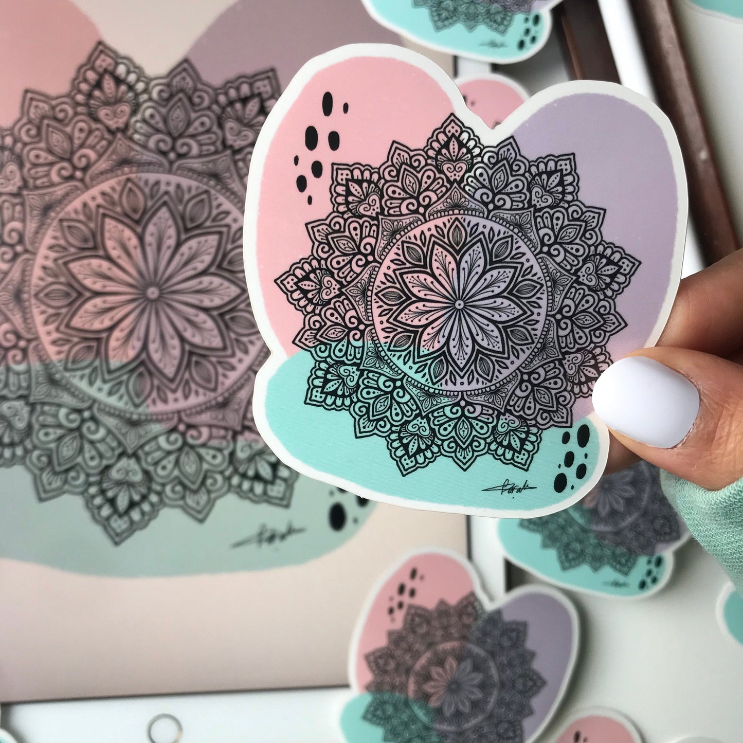 Abstract mandala waterproof sticker