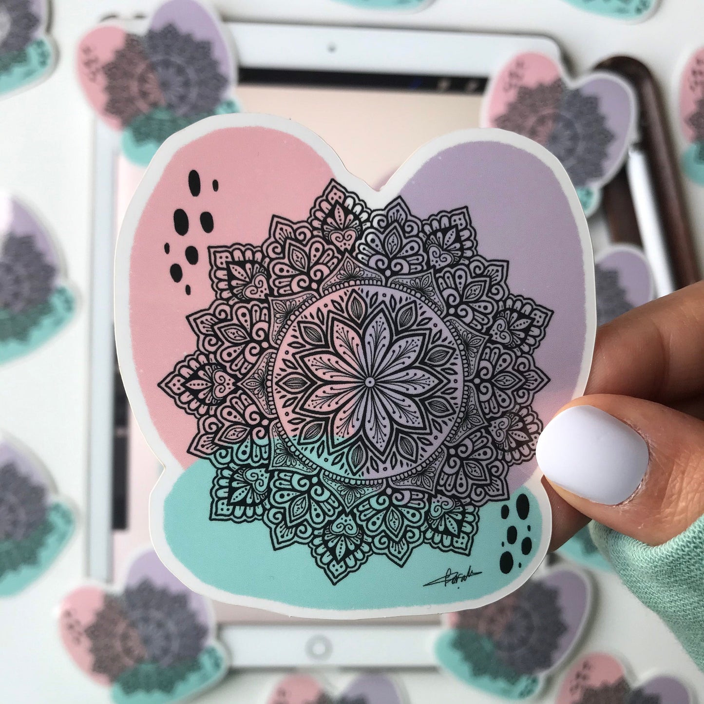 Abstract mandala waterproof sticker