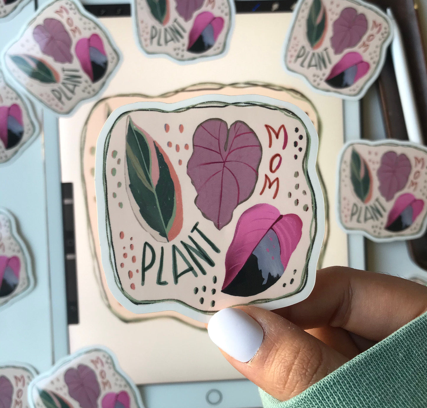 Plant mom waterproof stickers