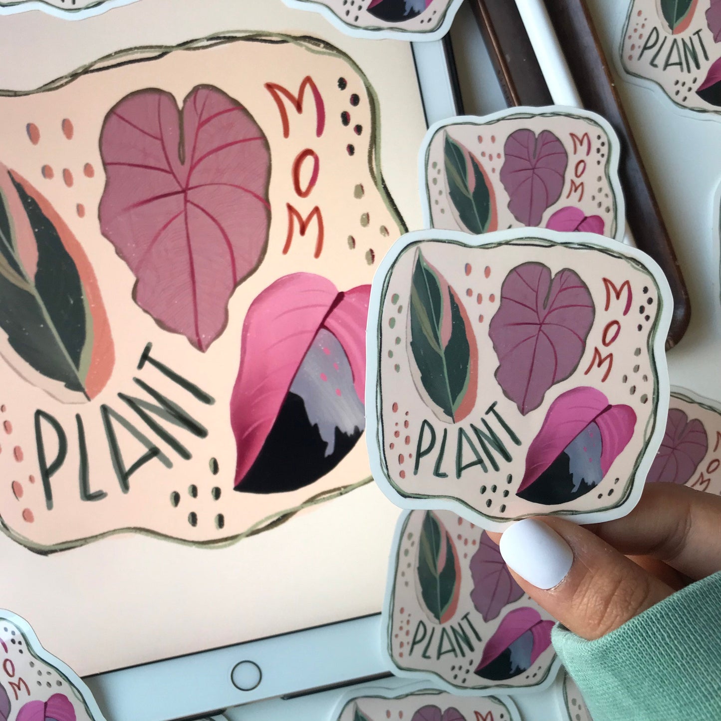 Plant mom waterproof stickers