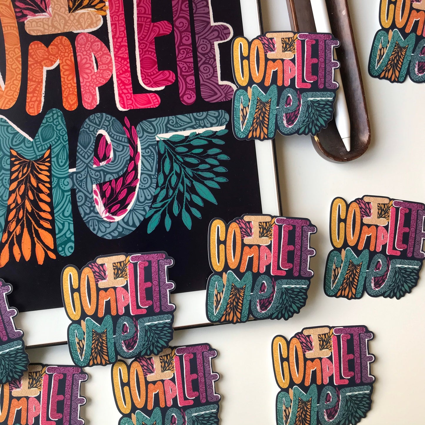 I complete me mandala Matte stickers