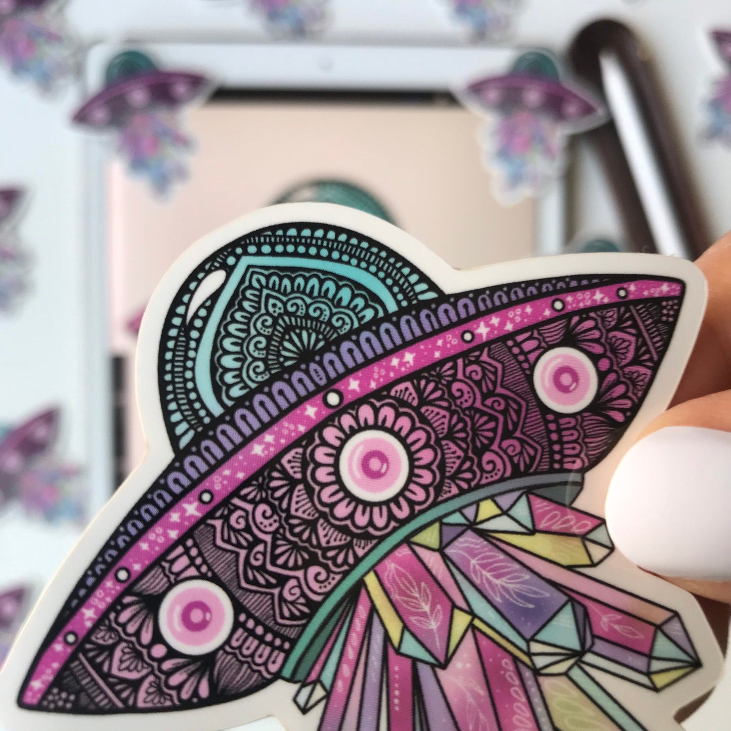 Mandala UFO waterproof sticker