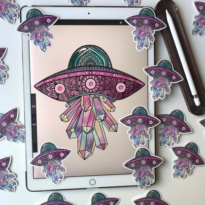 Mandala UFO waterproof sticker
