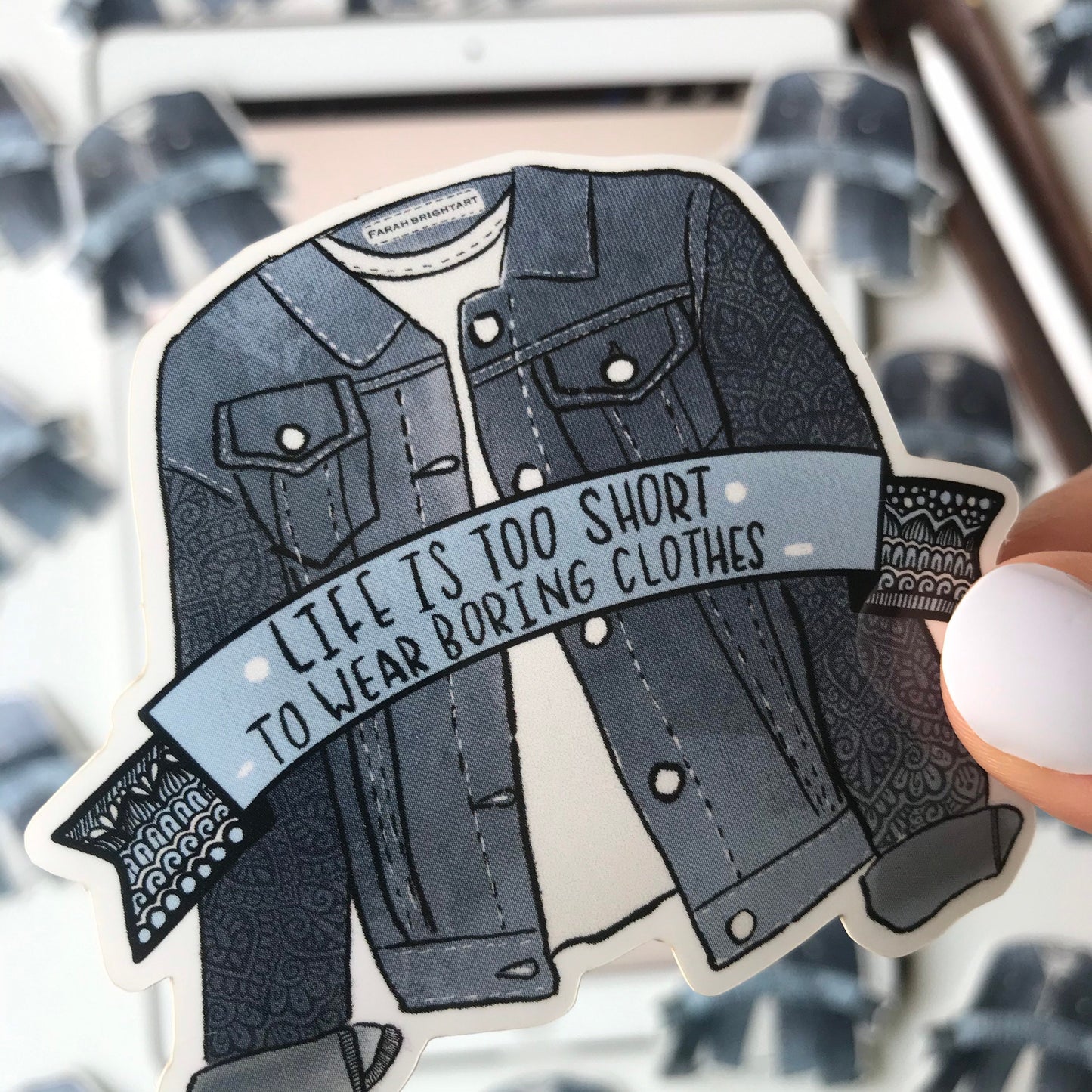 Jean jacket mandala  sticker