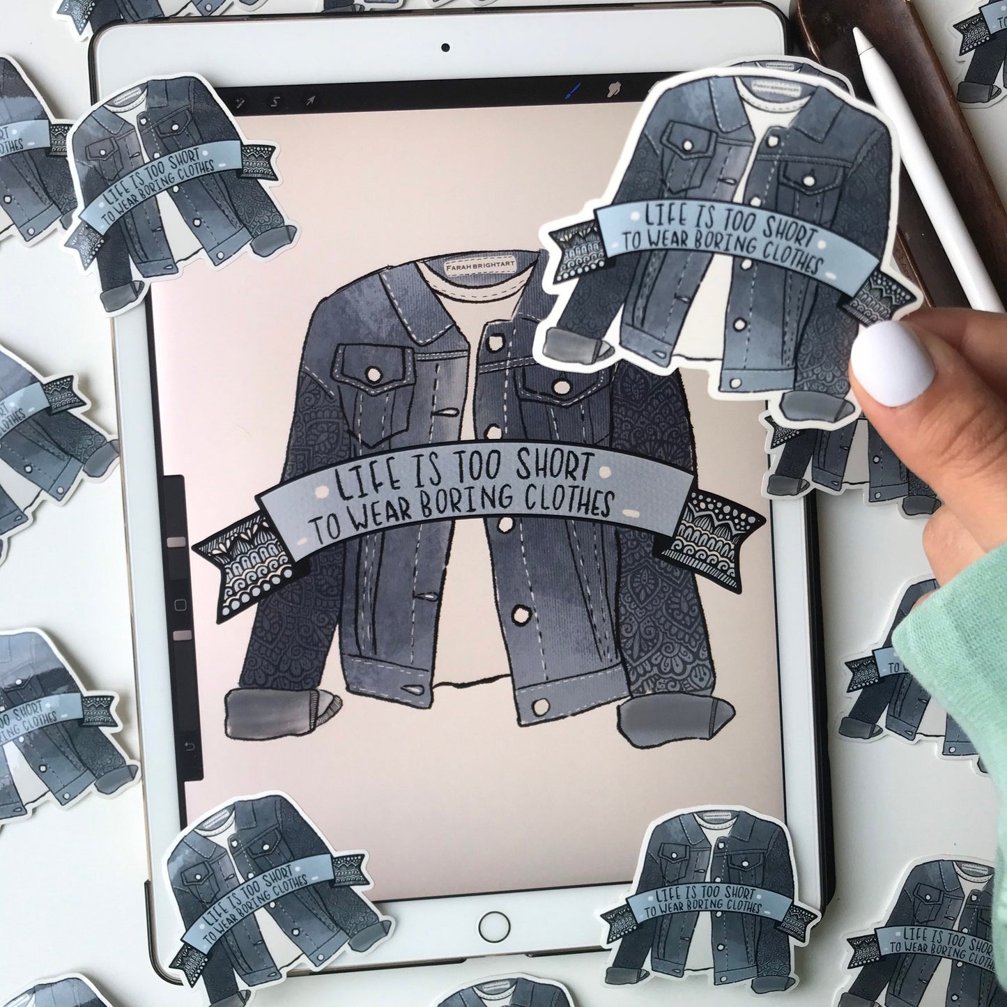 Jean jacket mandala  sticker