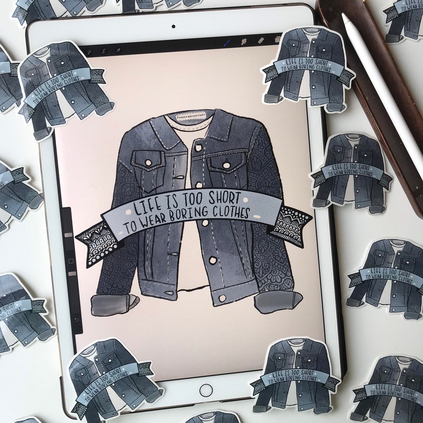Jean jacket mandala  sticker