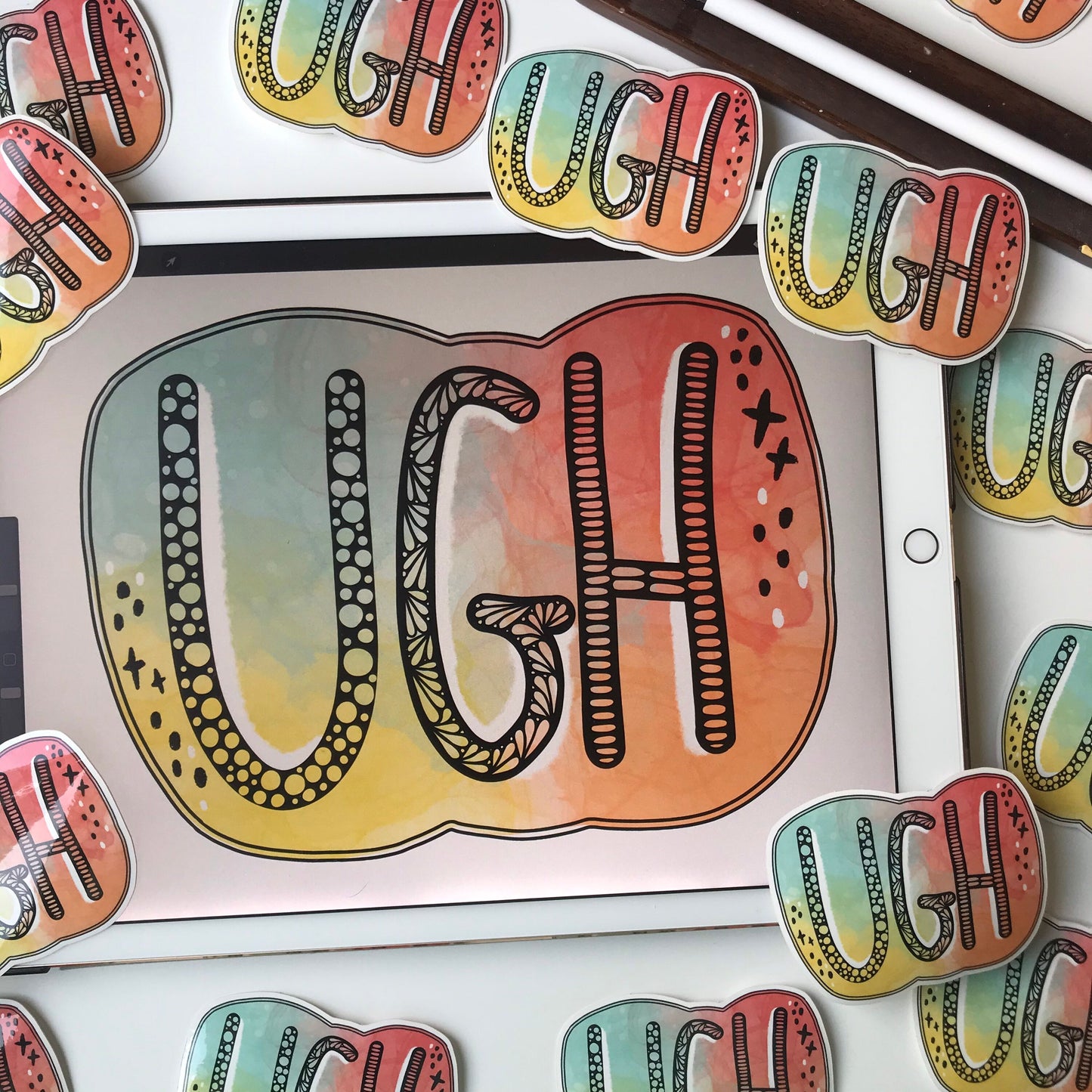 zentangle Ugh waterproof sticker