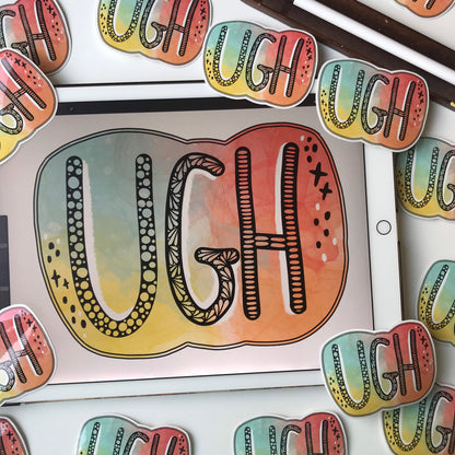 zentangle Ugh waterproof sticker