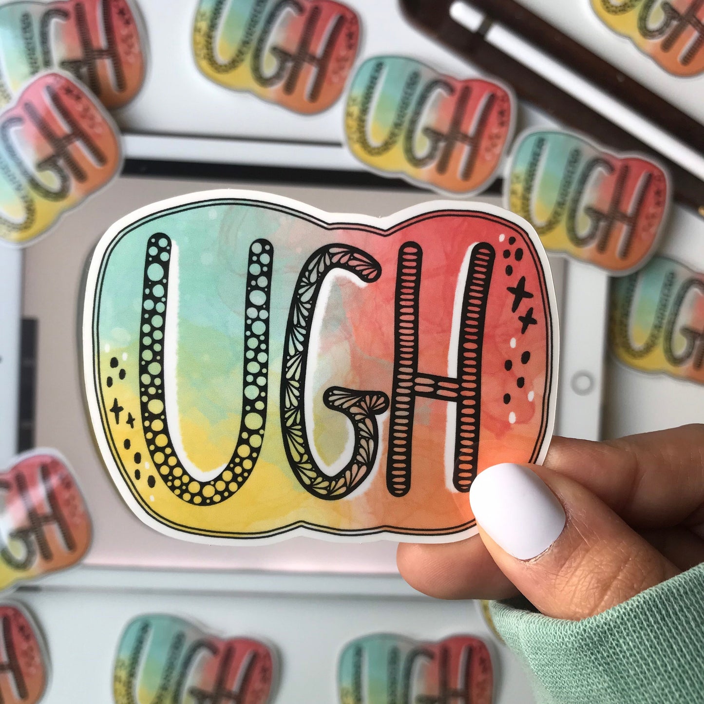zentangle Ugh waterproof sticker